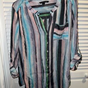 Zac & Rachel Women's Pastel Striped Button Down Shirt